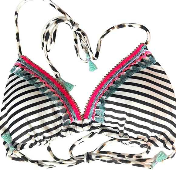 VICTORIAS SECRET+SUN STREAK Bikini Swimsuit   M/8  Boho Whimsey Embellished - Picture 6 of 10
